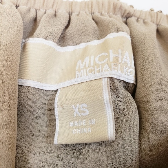 MICHAEL Michael Kors Babydoll Dress Short Sleeve Tan Animal Print - Picture 7 of 9
